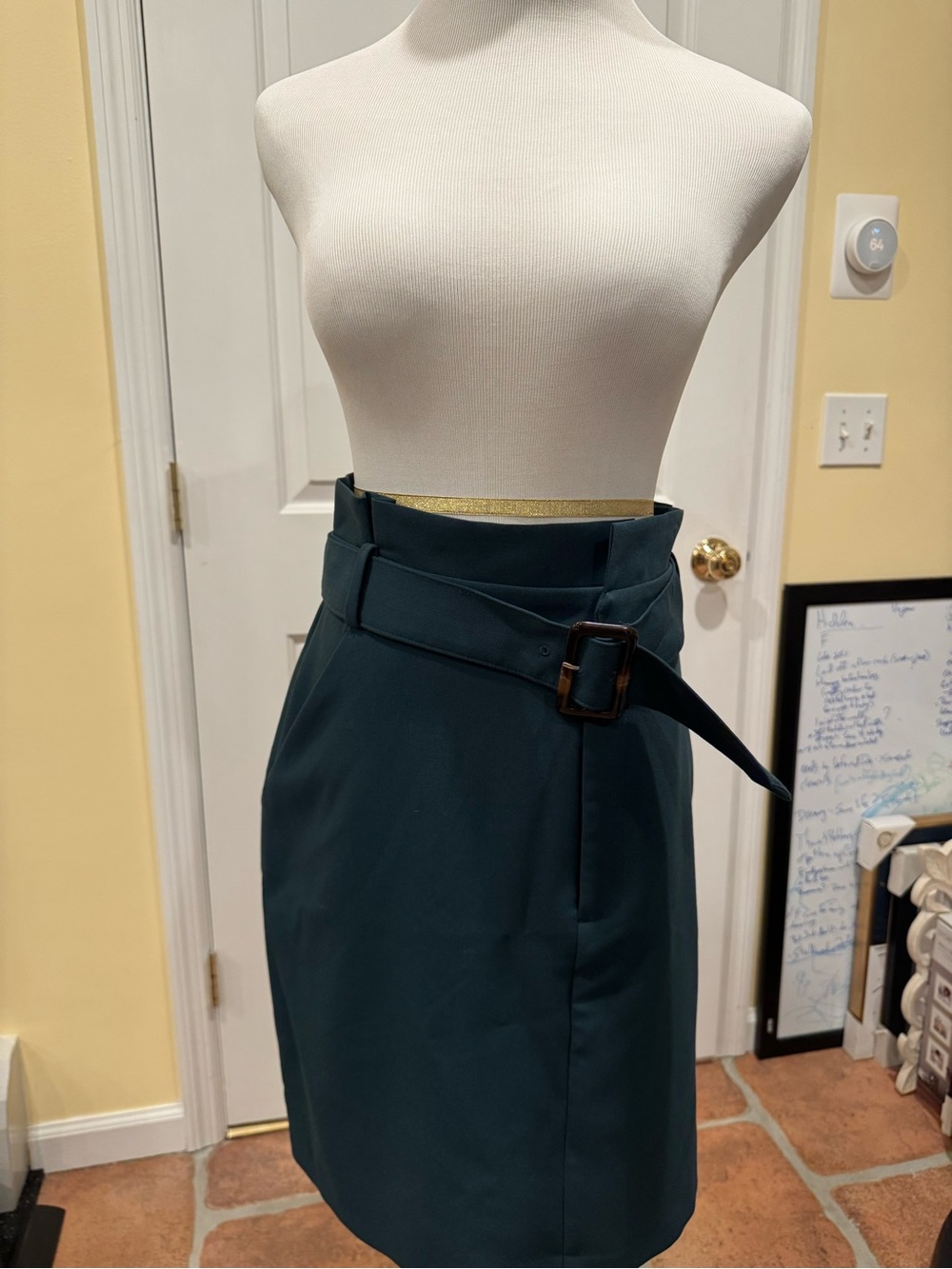 Banana Republic High-Waist Belted Pencil Skirt in Deep Teal
